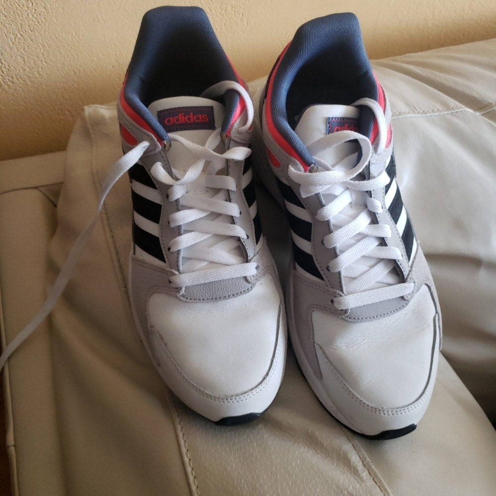Adidas Men's White, Black, and Red Sneakers